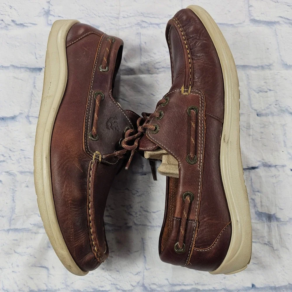 SAS Decksider Boat Shoes Mens 11 Brown Leather Lace Up Tripad Comfort USA